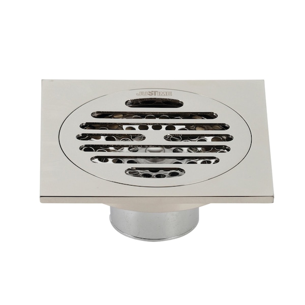 Watercourse Symmetric 4" Square Grid Shower Drain, Nickel